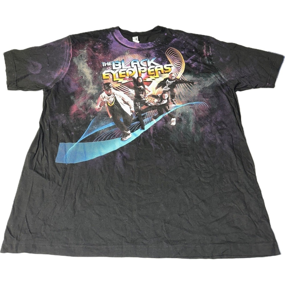 The Black Eyed‎ Peas Black Graphic Tour T-Shirt Tee Men's 2XL Vintage 2010 Y2K